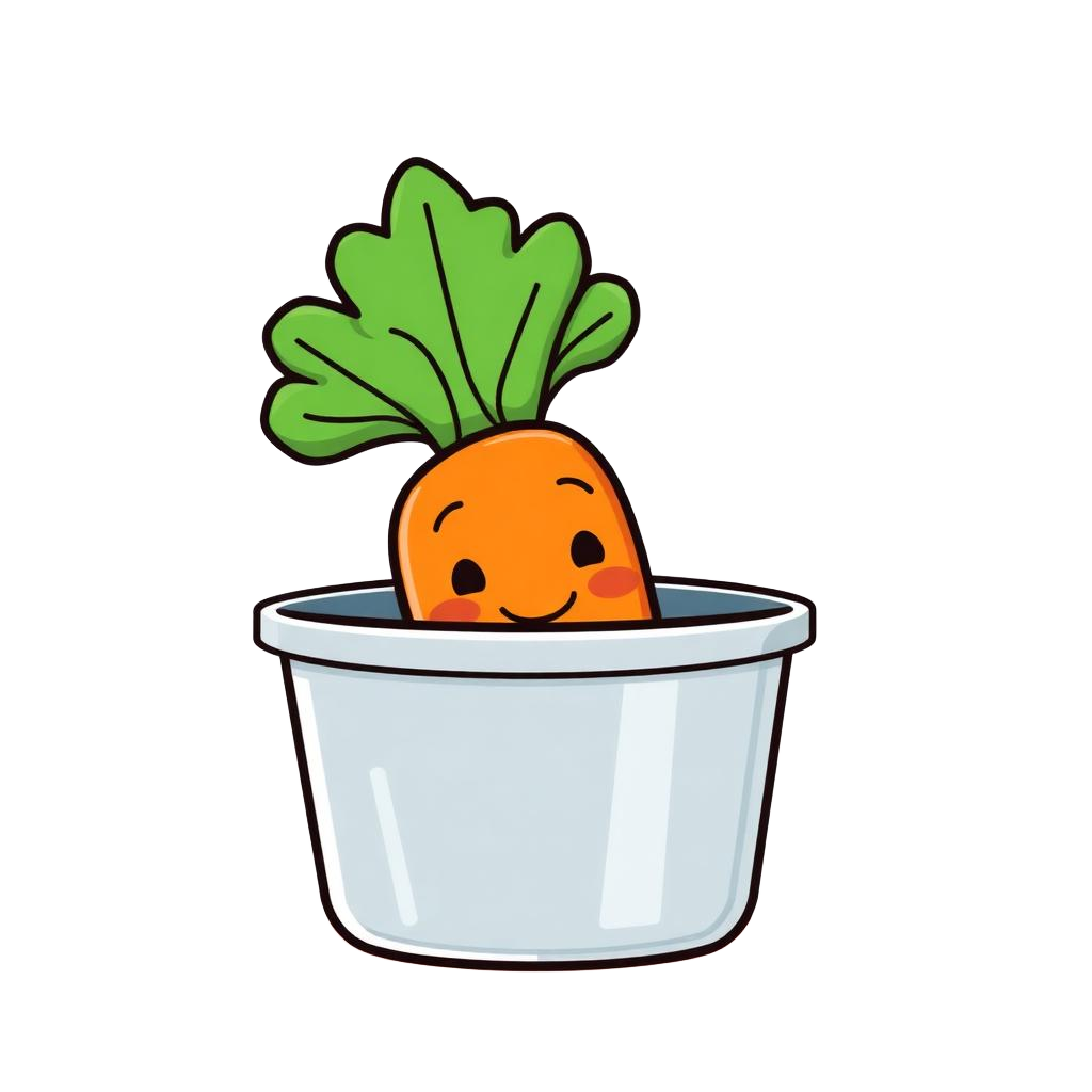 A carrot peeking into a mystery container